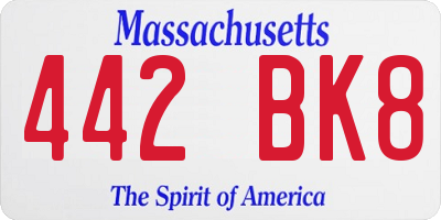MA license plate 442BK8