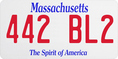 MA license plate 442BL2