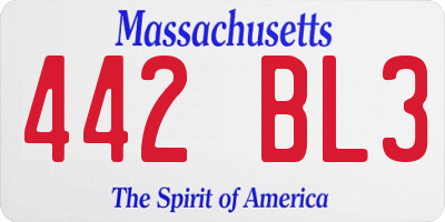 MA license plate 442BL3