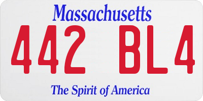 MA license plate 442BL4