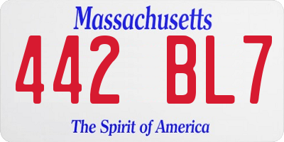 MA license plate 442BL7