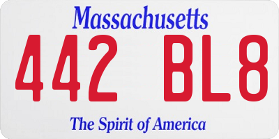 MA license plate 442BL8