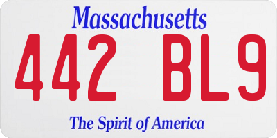 MA license plate 442BL9