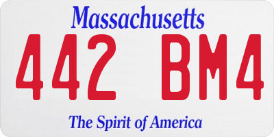 MA license plate 442BM4
