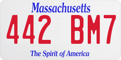 MA license plate 442BM7