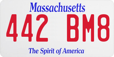 MA license plate 442BM8