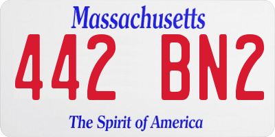 MA license plate 442BN2