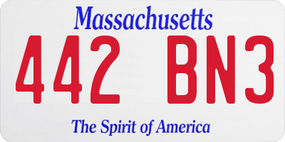 MA license plate 442BN3