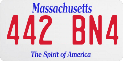 MA license plate 442BN4