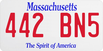 MA license plate 442BN5