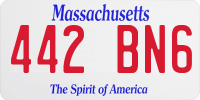 MA license plate 442BN6