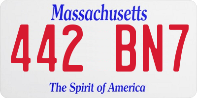 MA license plate 442BN7