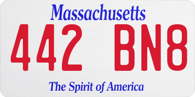 MA license plate 442BN8