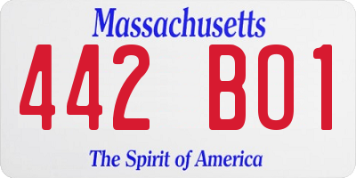 MA license plate 442BO1