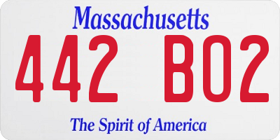 MA license plate 442BO2