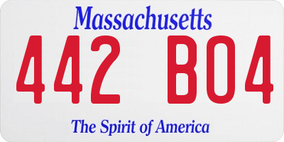 MA license plate 442BO4