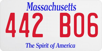 MA license plate 442BO6