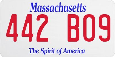 MA license plate 442BO9