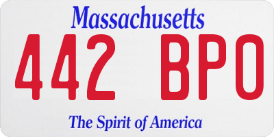 MA license plate 442BP0