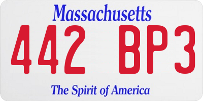 MA license plate 442BP3