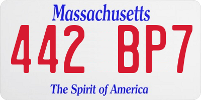 MA license plate 442BP7