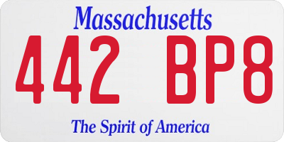 MA license plate 442BP8