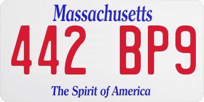 MA license plate 442BP9