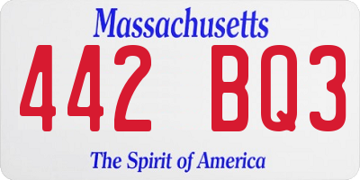 MA license plate 442BQ3