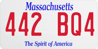 MA license plate 442BQ4