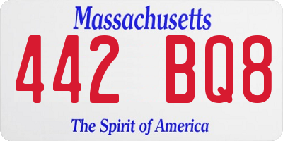 MA license plate 442BQ8