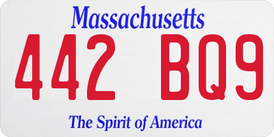 MA license plate 442BQ9