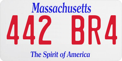 MA license plate 442BR4