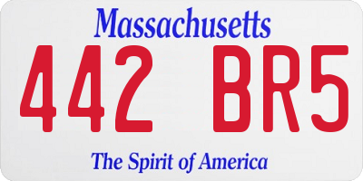 MA license plate 442BR5