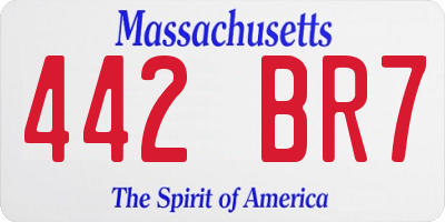 MA license plate 442BR7