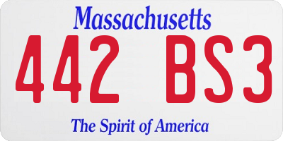 MA license plate 442BS3