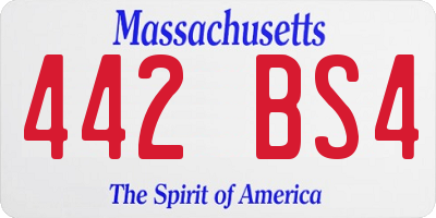 MA license plate 442BS4