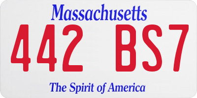 MA license plate 442BS7