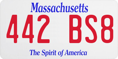 MA license plate 442BS8