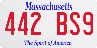 MA license plate 442BS9