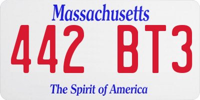 MA license plate 442BT3