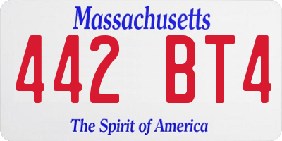 MA license plate 442BT4