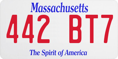 MA license plate 442BT7