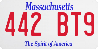 MA license plate 442BT9