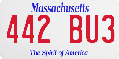 MA license plate 442BU3