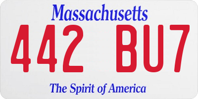 MA license plate 442BU7