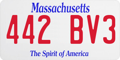 MA license plate 442BV3