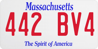 MA license plate 442BV4