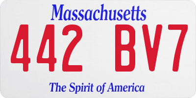 MA license plate 442BV7