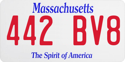 MA license plate 442BV8