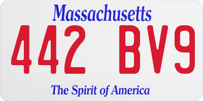 MA license plate 442BV9